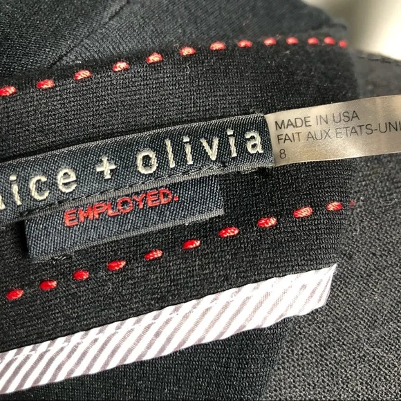 Alice + Olivia Dress Peplum Cap Sleeve Black Size 8 - Picture 6 of 10